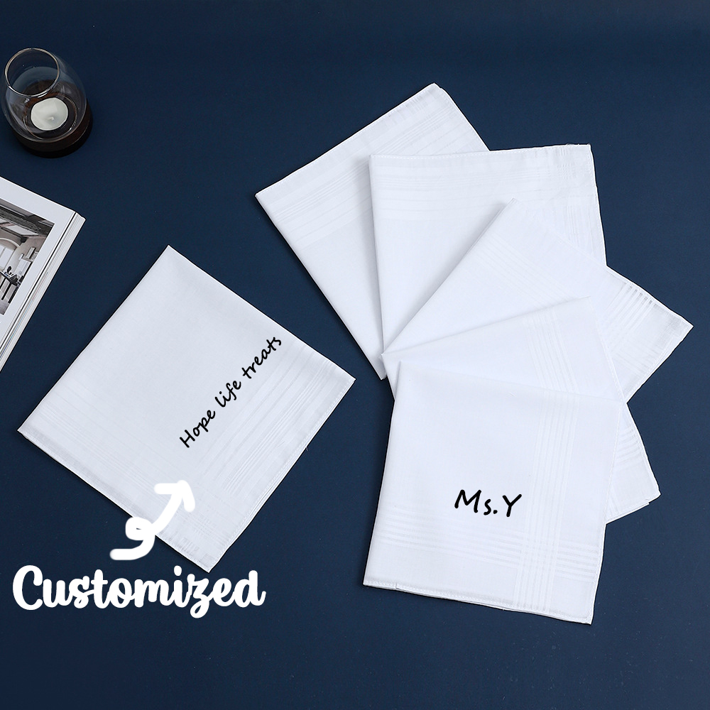 Handkerchief Cotton Men - Personalized Custom Text Cotton Handkerchief Custom