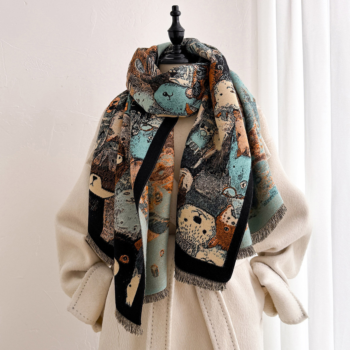 Imitation Cashmere Fringed Sca - Pashmina Wrap Large ulasan dan harga