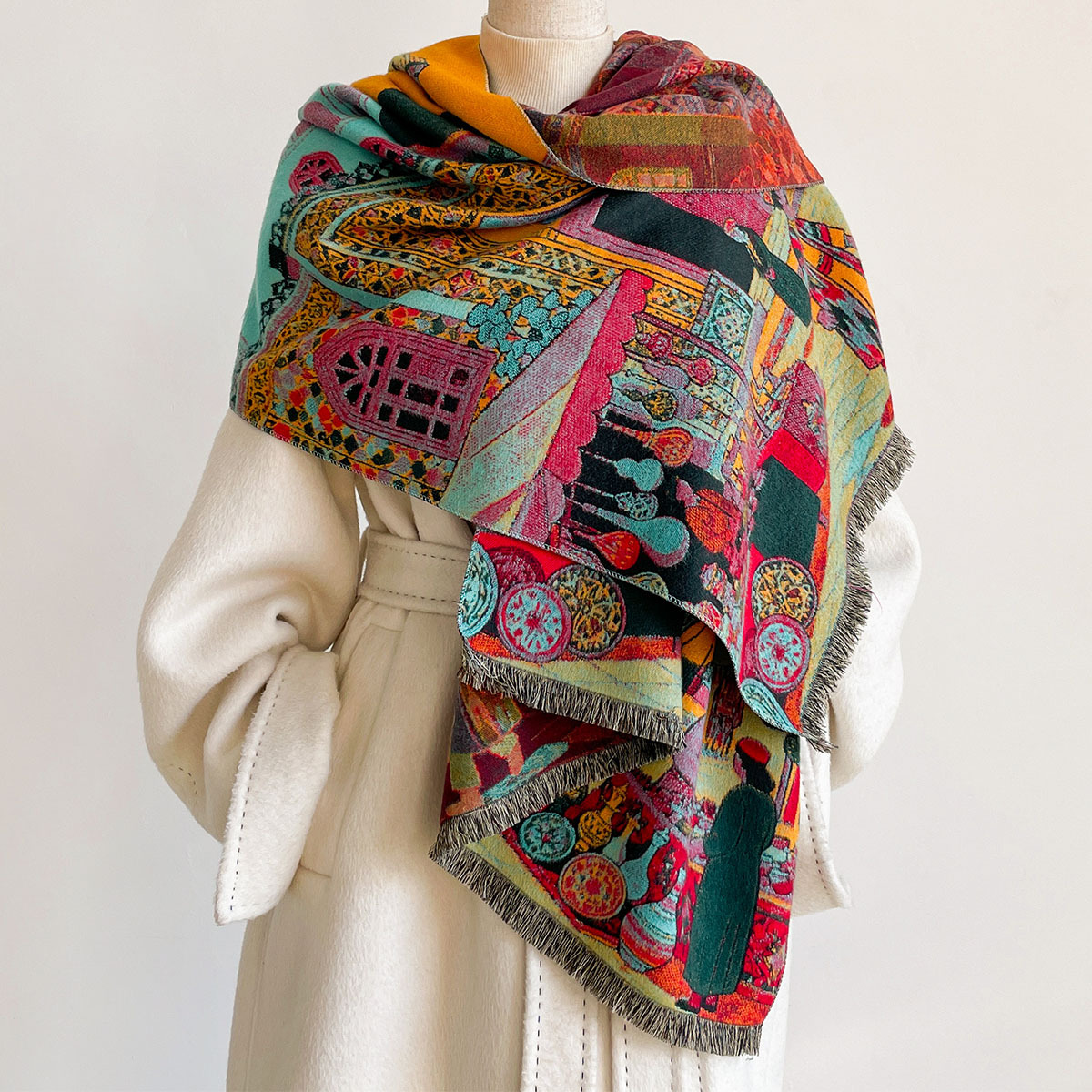Women Imitation Cashmere Scarf - Woven Scarf Blanket ulasan dan harga