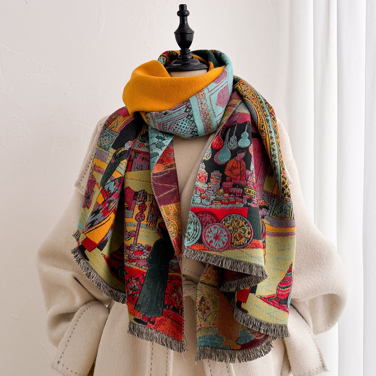 Women Imitation Cashmere Scarf - Woven Scarf Blanket ulasan dan harga